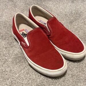 Vans Skate Red Suede Slip-Ons